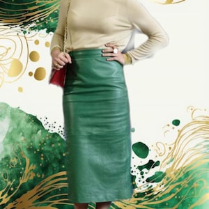 Handmade Woman&#39;s Lambskin Leather skirt, Women&#39;s Leather skirt, Skirt for women Hot skirt, Long skirt, Club skirt, midi skirt, Womens outfit