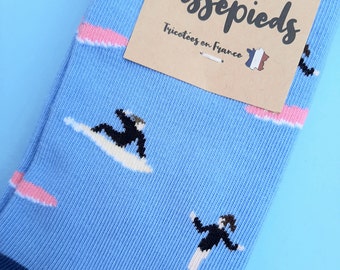 Chaussettes fantaisie Cassepieds Surf dessinées au Pays Basque et fabriquées en France - 36/41 (S)  ou 42/46 (M)