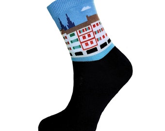Chaussettes fantaisie Cassepieds Pays Basque Bayonne Cathedrale tailles 36/41 (S) ou 42/46 (M) - Made in France