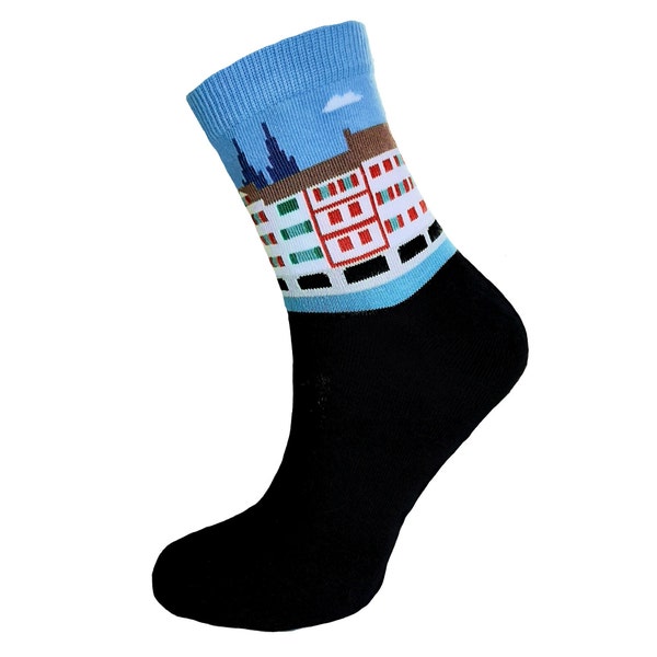 Chaussettes fantaisie Cassepieds Pays Basque Bayonne Cathedrale tailles 36/41 (S) ou 42/46 (M) - Made in France