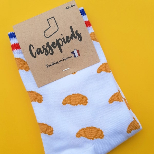 Cassepieds Croissants fancy sokken 'MOF' kraag blauw wit rood maat 36/41 (S) of 42/46 (M) - Made in France