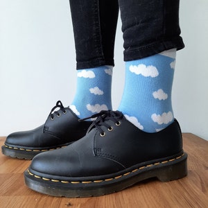 Cloud blue and white cotton fantasy socks - Cassepieds - Made in France - 36/41 (S) or 42/46 (M)