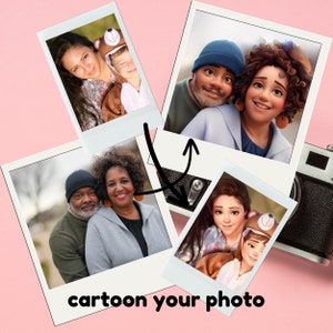 Custom Cartoon Portrait from Photo Digital Download,Cartoon Portrait Couple,Family Portrait Gift for him,her.Pixar Style Portrait from Photo