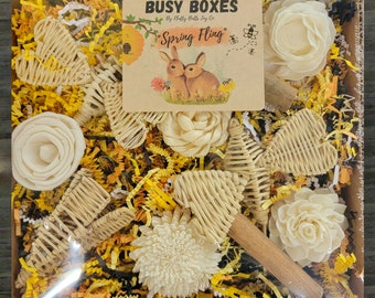 Busy Box #9 - "Spring Fling" - Sola Activity Box for Chinchillas, Bunnies, Rabbits, Parrots, Etc.