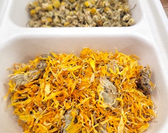 Little Bunny Foo Food - YELLOW Blossom Box - - Calendula & Chamomile - Herbal Forage for Rabbits, Bunnies, Chinchillas