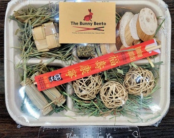 The Bunny Bento - Little Bunny Foo Food Collection - Orchard, Timothy, Oat & Alfalfa Hay Variety w/Natural Chews for Rabbits, Chinchillas