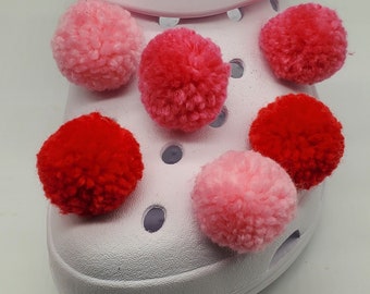 Pom Pom Shoe Charms, Puffy Shoe Charms, BFF Valentines Shoe charms, cupid, heart, accessories for crocs, Valentines, Cute Shoe Charms