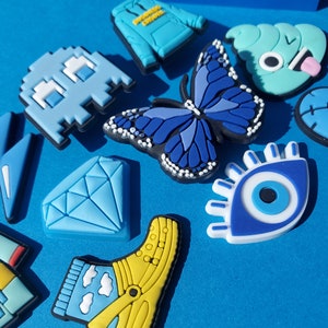 NEW Blue popular croc compatible shoe charms, blue shoe charms for your crocs, popular shoe charms, trending shoe charms Bad Bunny Shoe
