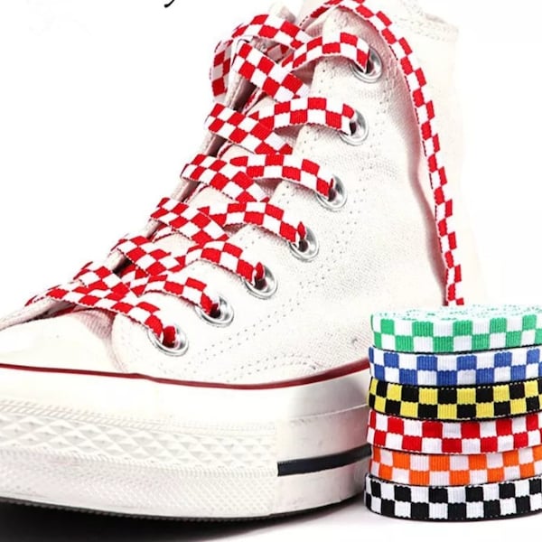 Checkered Shoelaces | Black and White Checkered | Blue Checkered | Yellow Checkered | Green Checkered |Shoes | Shoelaces for men and women