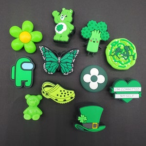Trending Green Shoe Charms, Green Shoe charms, Croc Compatible Shoe charms, Green Bear Charms, Irish charms, Popular Charms, New charms