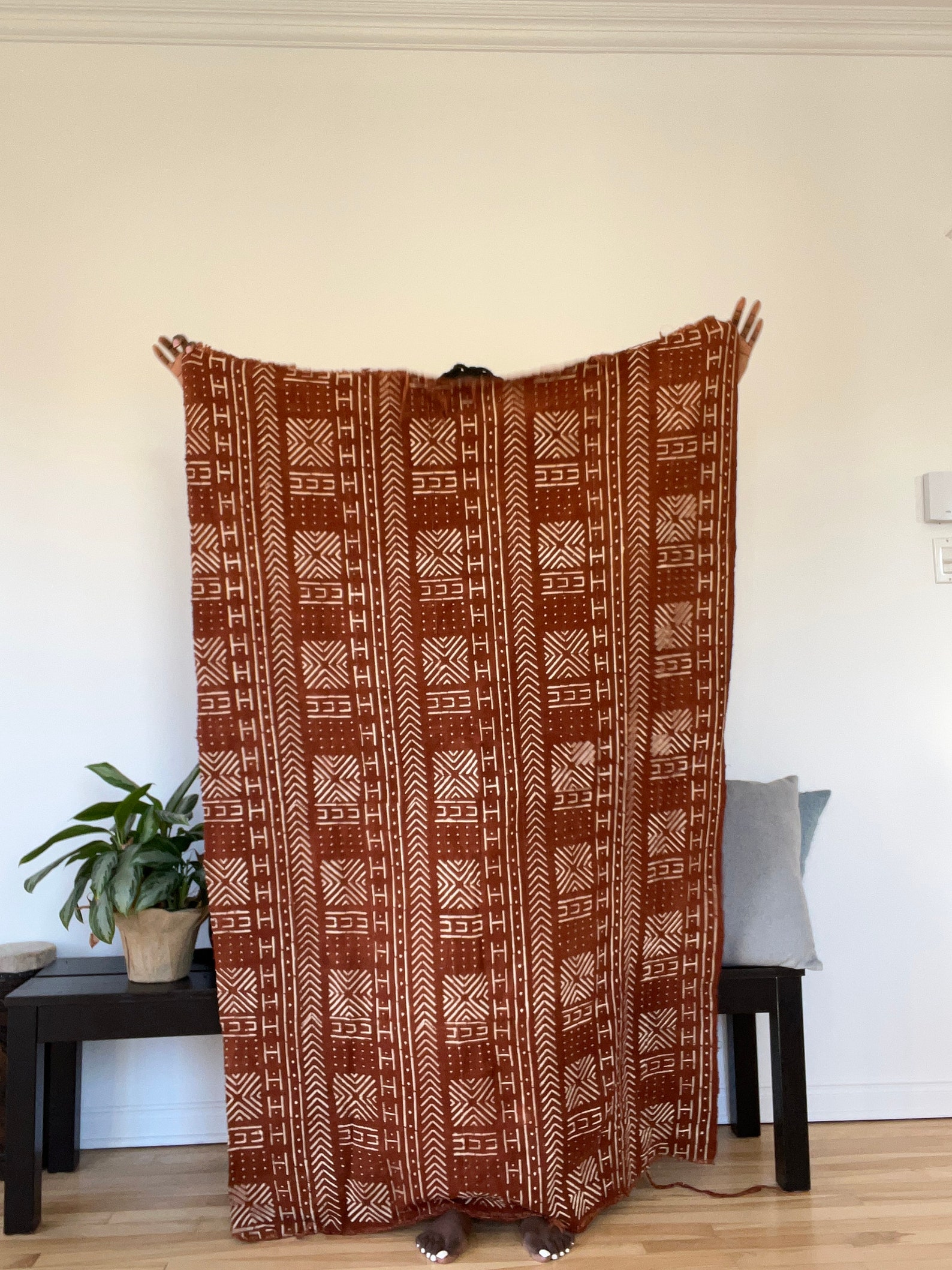 Brown Mudcloth Hooded Blanket - Teen & Adult