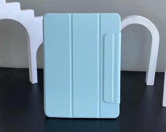 Housse de support magnétique intelligente à trois volets pour iPad bleu islandais avec mise en veille automatique pour iPad 9, iPad Mini 6, iPad Pro 2021, iPad Air 4, iPad 2019