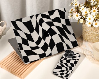 Hard MacBook Case Black Checkerboard Personalized Customization for Macbook Air 11/13 inch New Pro 13/14/15/16 inch 2008-2022