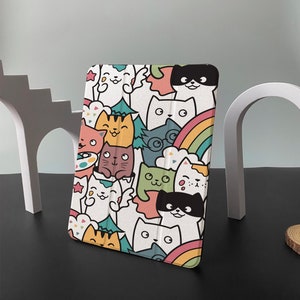 Artistically Cats iPad Smart Case build-in Apple Pencil Holder Pencil Holder For iPad 9, iPad Mini 6, iPad Pro 2021, iPad Air 4, iPad 2019 image 5