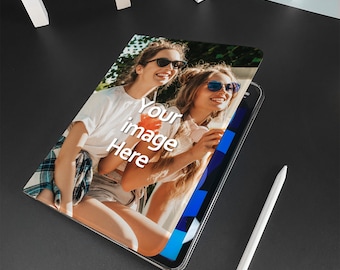 Coque intelligente personnalisée pour iPad - Personnalisé photo, texte, porte-crayon Apple intégré pour iPad 9, iPad Mini 6, iPad Pro 2021, iPad Air 4, iPad 2019