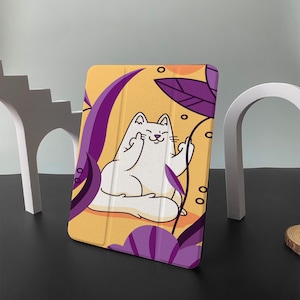 Sunbathing Cat iPad Smart Case build-in Apple Pencil Holder Pencil Holder For iPad 9 ipad Mini 6 iPad Pro 2021 iPad Air 4