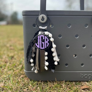 Grey, White, Black, Lilac Tassel Bag Charms / Bogg Bag Charm / Beach Bag Charm