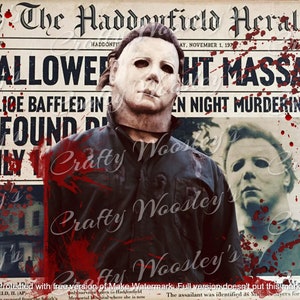 Michael Myers newspaper clippings 20 oz straight tumbler png