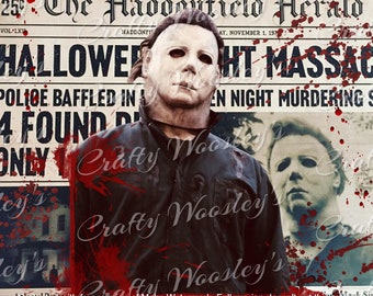 Michael Myers newspaper clippings 20 oz straight tumbler png