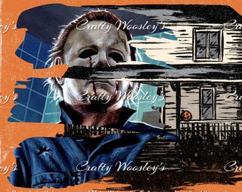 Michael Myers and house horror 20 oz straight tumbler png digital file