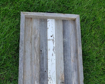 Handcrafted White Stripe Rustic Serving, Ottoman, Centerpiece Wood Tray