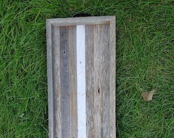 Handcrafted White Stripe Rustic Serving, Ottoman, Centerpiece Wood Tray SMALL