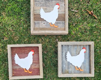 Handmade Chicken Rustic Sign Decor