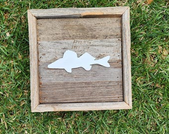 Handmade Walleye Rustic Sign Decor