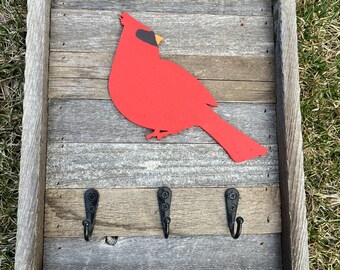 Hand Painted Cardinal Key Hook Holder