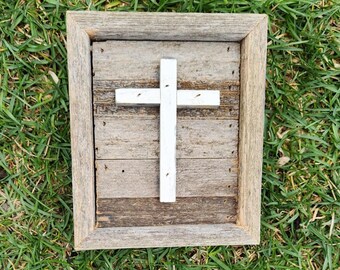 Handcrafted White Rustic Wood SMALL Cross Decor