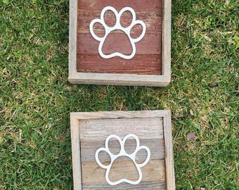 Handmade Pawprint Rustic Sign Decor