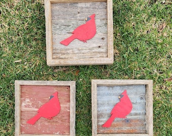Hand Painted Cardinal Rustic Sign Decor