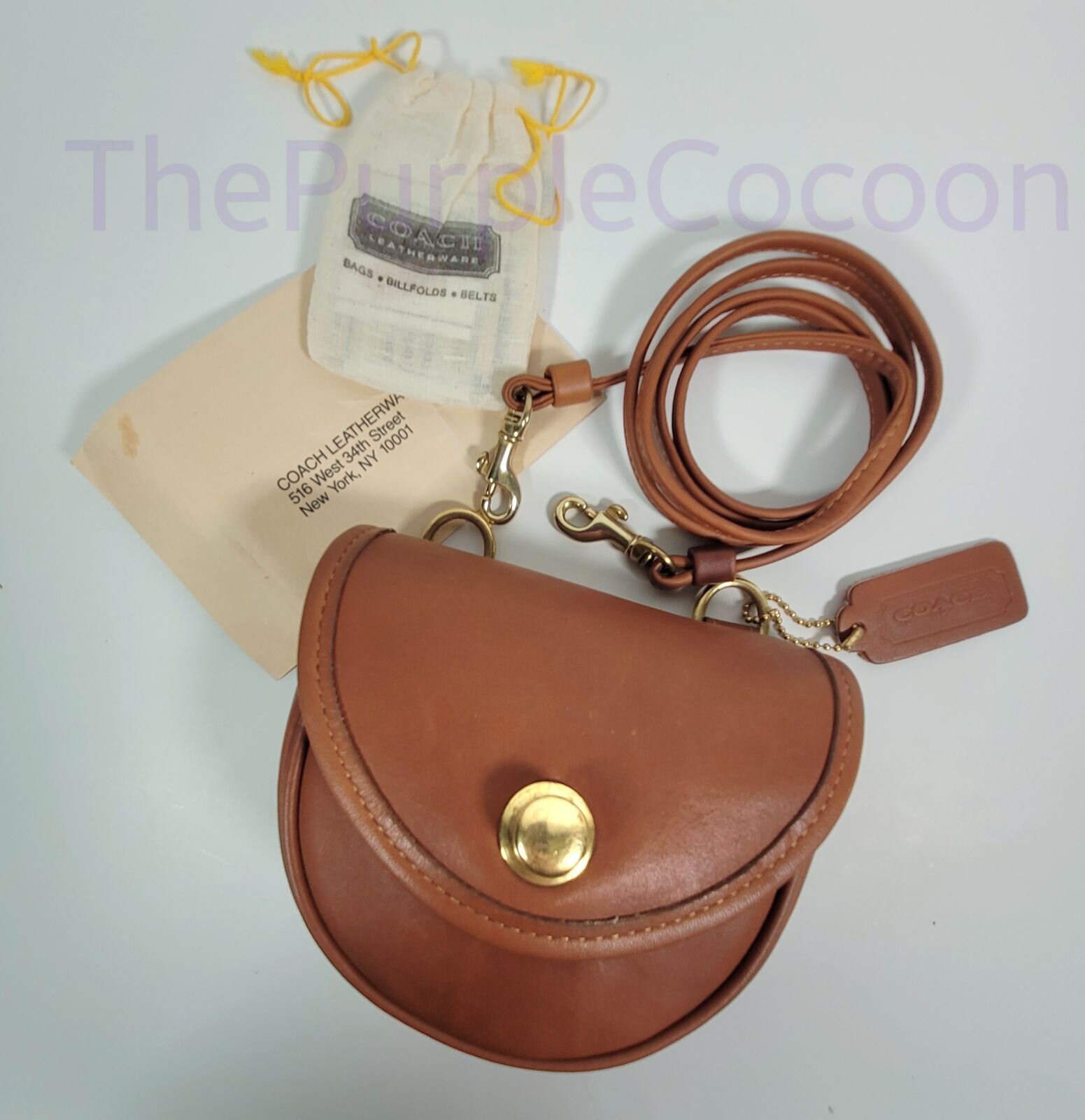 Coach Y2K Tan Brown Leather Small Elongated Mini Baguette Purse Handbag