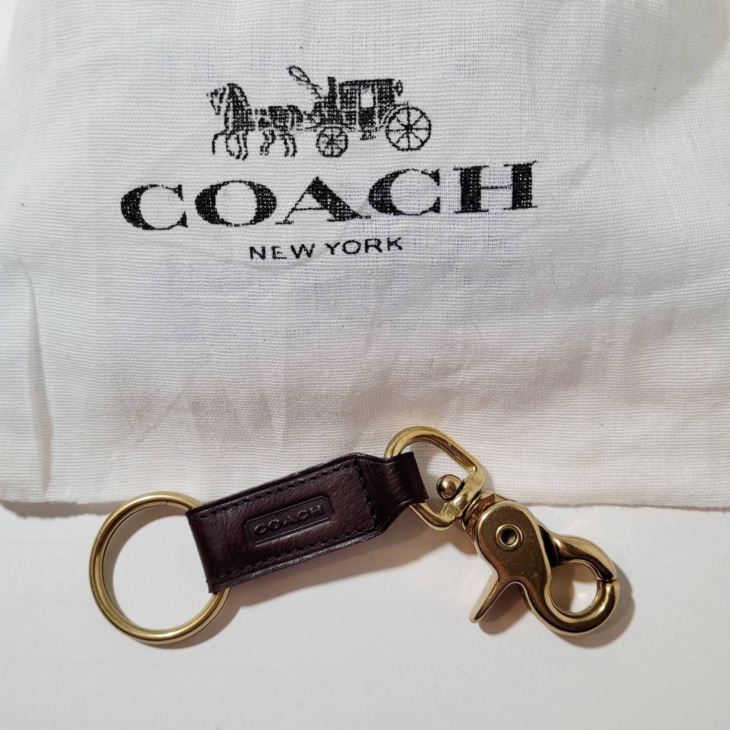 Coach, Accessories, Coach Signature Large Loop Key Fob Tan Black