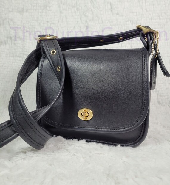 Vintage Coach Legacy Leather Small Flap Bag 9965 Navy Blue