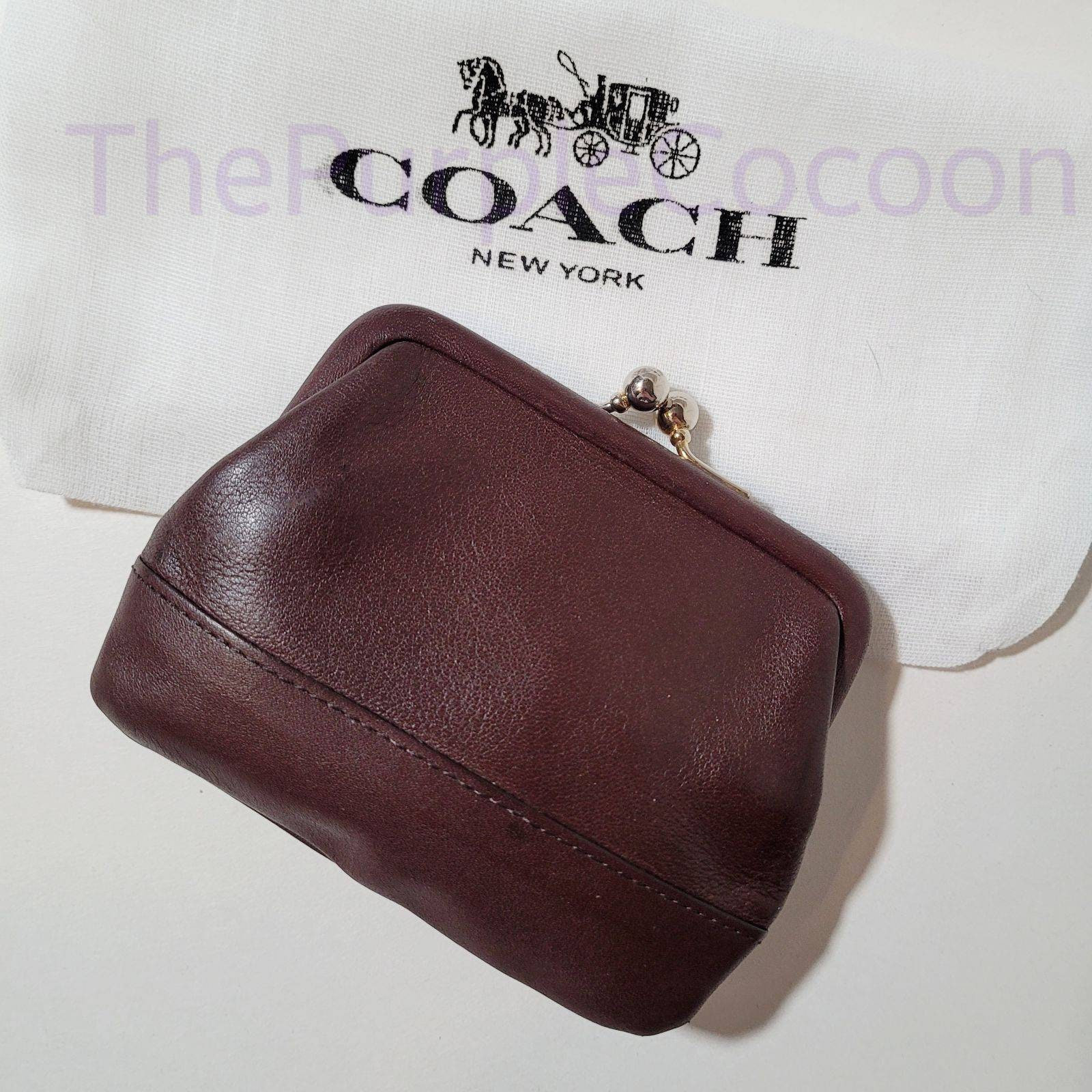 Vintage Coach Signature C Canvas Kiss Lock Coin Purse