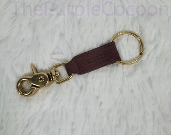Cristinamoda New Vintage Coach Trigger Snap Key Fob #7212 British Tan