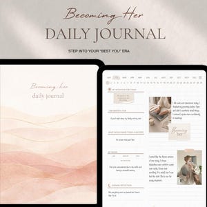 Diario digital con estética luminosa, minimalista y neutro para una productividad tranquila, bienestar y una vida suave en iPad y Android.
