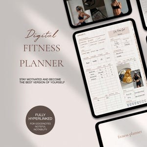 Agenda numérique de remise en forme pour Goodnotes, modèle de planificateur d'entraînement pour iPad, journal de suivi de perte de poids, journal d'exercices et de salle de sport, liste de planification de repas