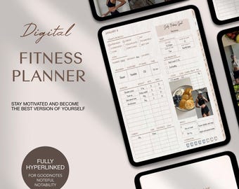 Digital Fitness Planner for Goodnotes,  Workout Planner Template iPad, Weight Loss Tracker Journal, Exercise and Gym Log, Meal Planner List