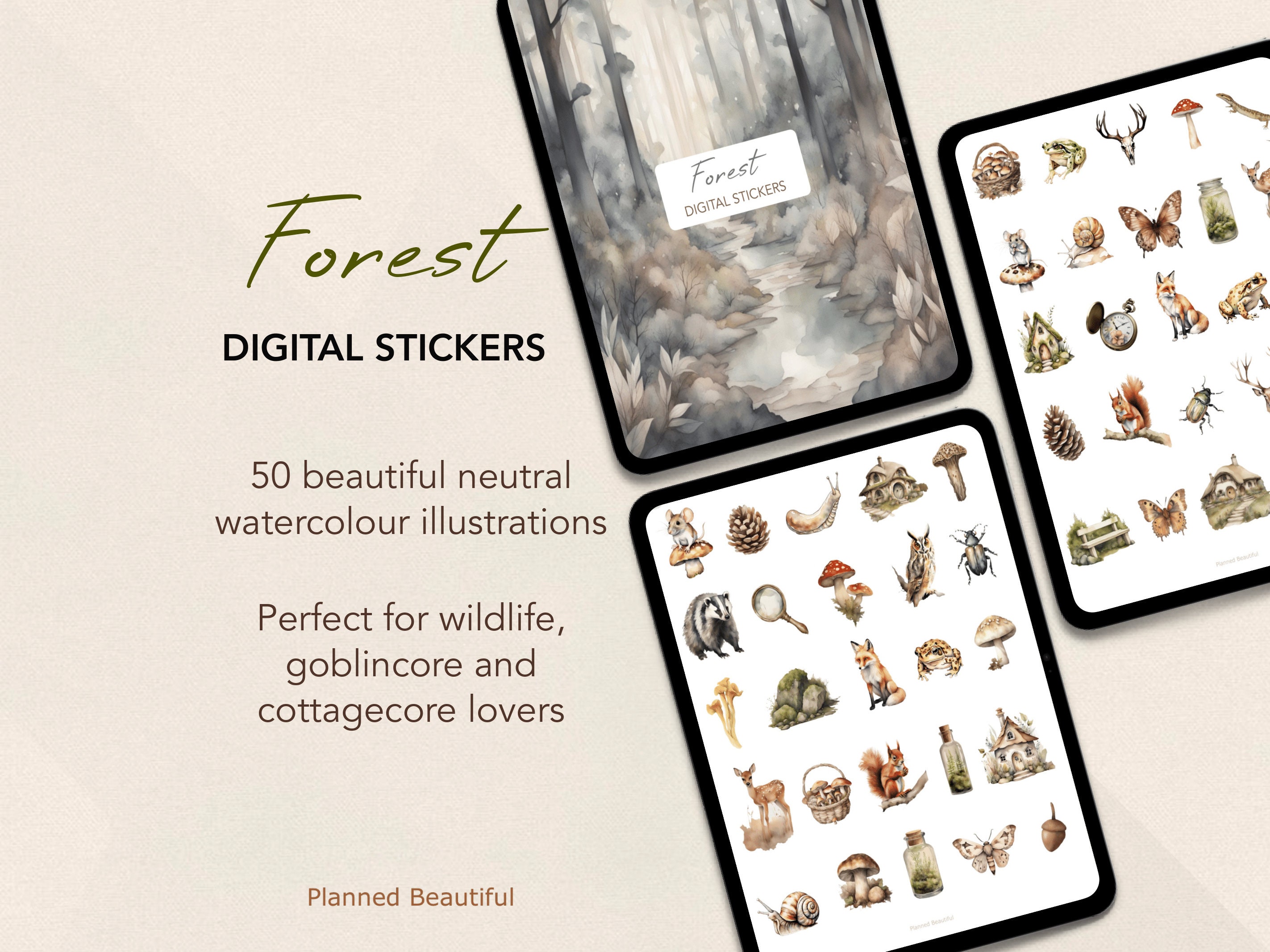 Forest Digital Stickers, Goblincore Goodnotes Digital Sticker Pack ...