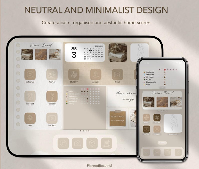 Neutral iPad Home Screen Kit – Ios 18 Icons, Widgets & Wallpaper ...