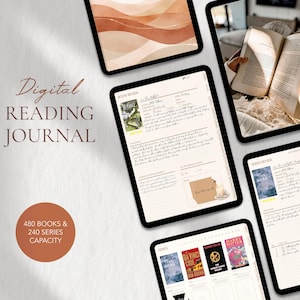 Digital Reading Journal, Minimalist Boho Reading Planner for Goodnotes, Reading Tracker for iPad, Booktok Review Template For Notability