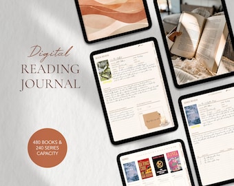 Digital Reading Journal, Minimalist Boho Reading Planner for Goodnotes, Reading Tracker for iPad, Booktok Review Template For Notability