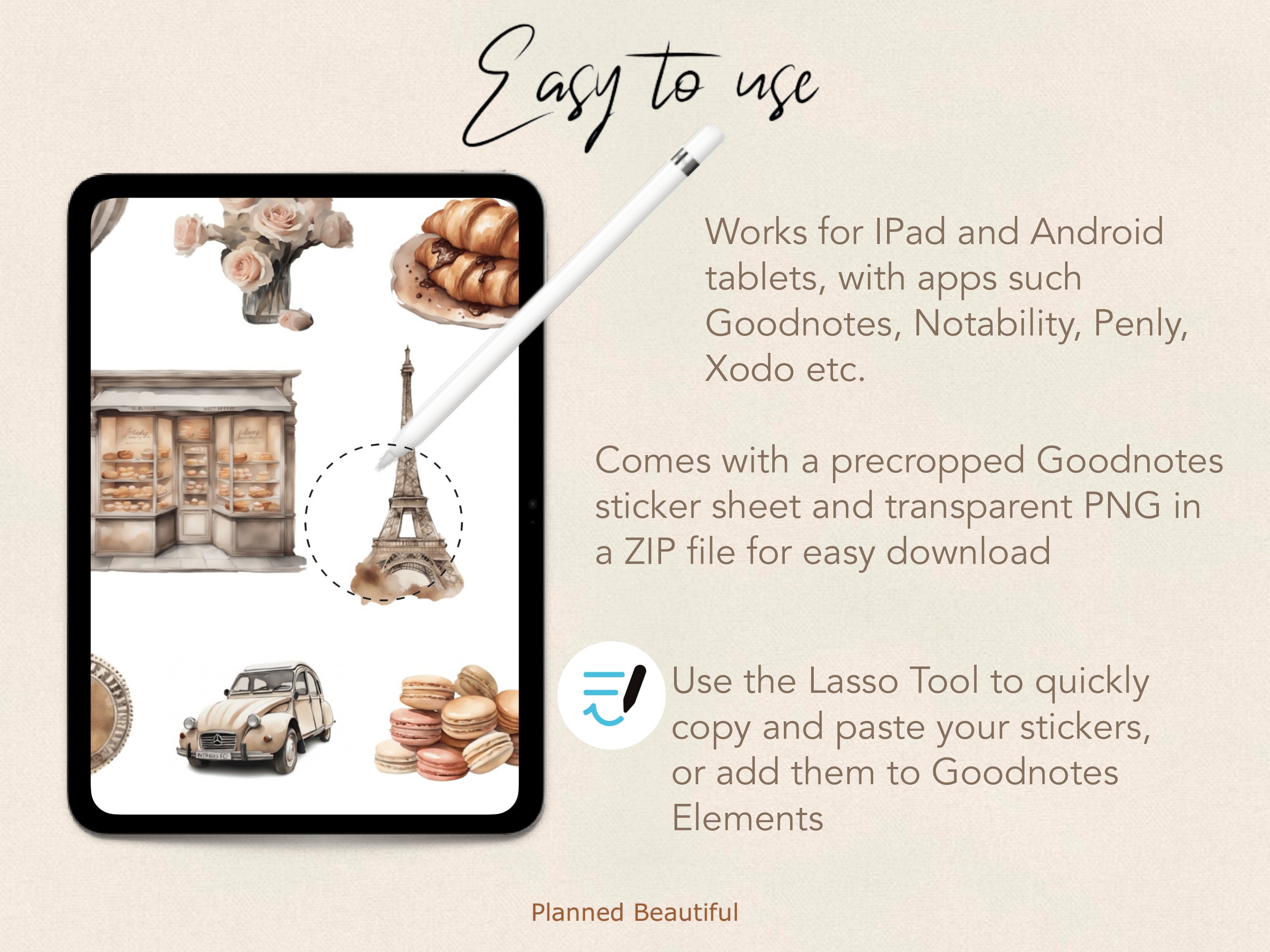 France Digital Stickers, Paris Digital Sticker Pack, French Neutral ...