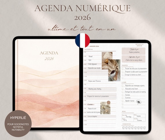 2026 Digital Planner Goodnotes, Minimalist French Agenda (Digital Download, PDF)