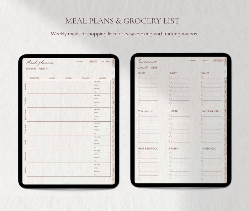 Digital Fitness Planner for Goodnotes, Workout Planner Template iPad, Weight Loss Tracker Journal, Exercise and Gym Log, Meal Planner List image 6