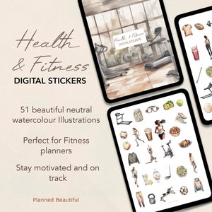Fitness Digital Stickers Pack, Workout Digital Stickers Bundle, Gym Goodnotes Stickers Book, Exercise Digital Planner Stickers Sheet Penly