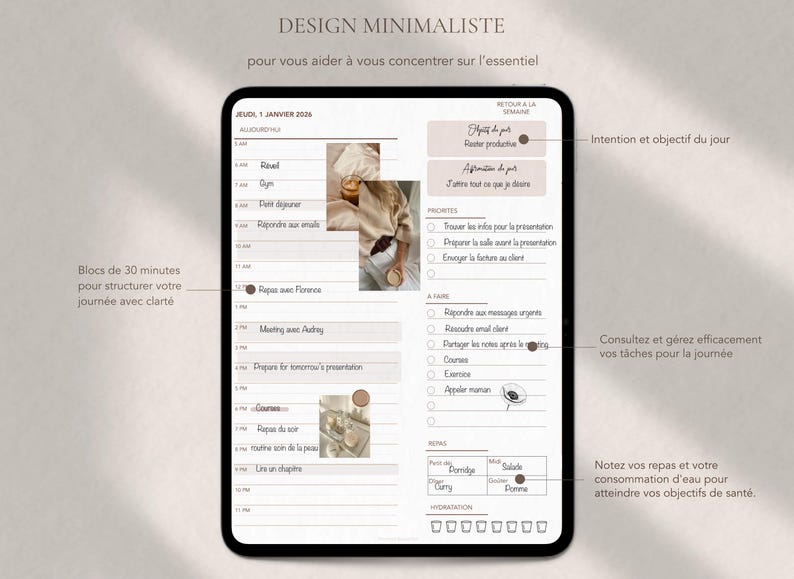 2026 Digital Planner Goodnotes, Minimalist French Agenda (Digital Download, PDF) image 4