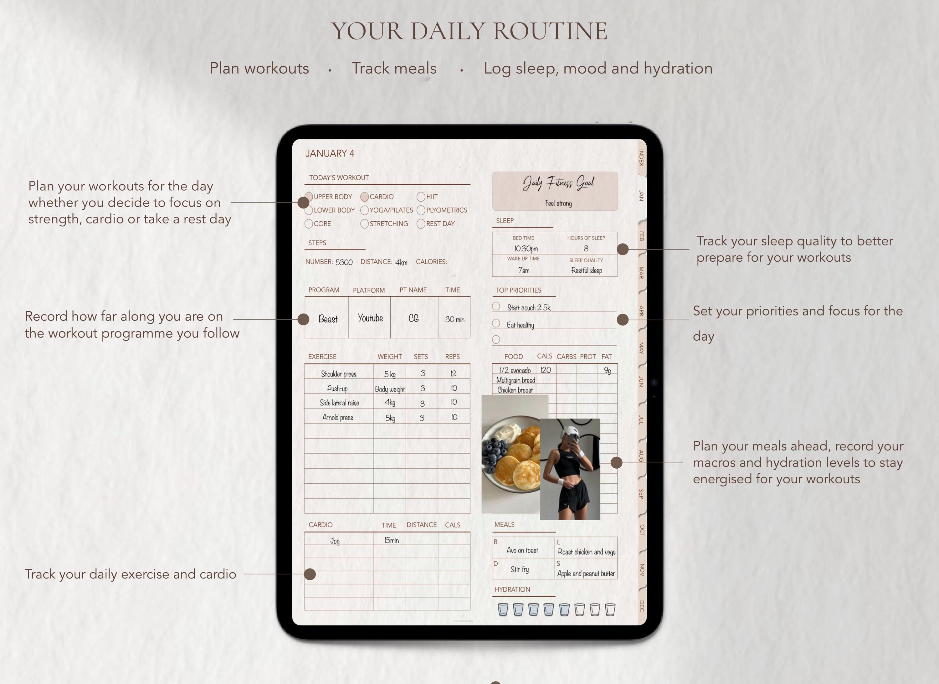 Digital Fitness Planner for Goodnotes, Workout Planner Template Ipad ...